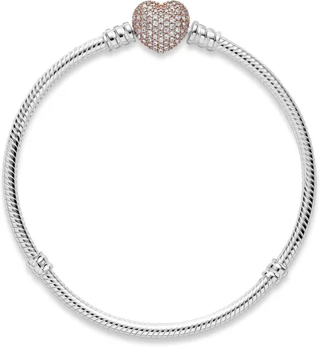 Miniatura 3 de PANDORA Jewelry Moments - Pulsera de circonita cúbica con cierre de corazón brillante Metal Circonita cúbica
