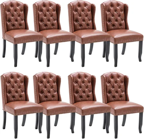 Miniatura 20 de DUOMAY Juego de 2 sillas de comedor modernas copetudas, sillas de comedor tapizadas de lino, sillas auxiliares sin brazos para cocina, comedor, Beige