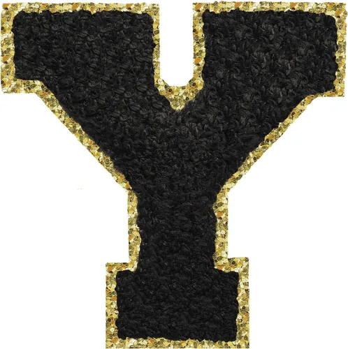 Miniatura 23 de Parches de letras termo-adhesivas de felpilla para chaquetas, parches de letras universitarias con brillantina para planchar en la letra azul A