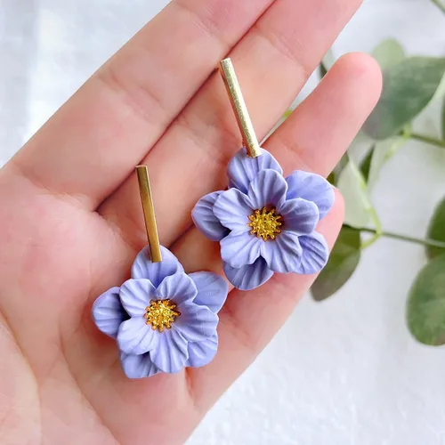 Miniatura 2 de Keoker Cortadores de arcilla polimérica de pétalos de flores para hacer aretes, 4 formas con molde de prensa de pétalos de arcilla polimérica (C)