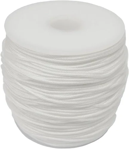Miniatura 2 de Y-Axis Rollo de 150 yardas de nailon trenzado blanco claro de 0.039 in con 6 pomos de cuerda de madera blanca + cinta suave