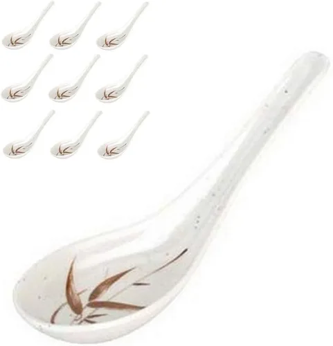 JapanBargain 2398x12 - Juego de 12 cucharas de sopa de fideos asiáticos, japonesas, chinas, Wonton Soba, arroz Pho Ramen, color beige