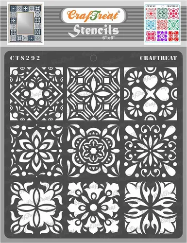 Miniatura 3 de CrafTreat Plantillas de pared reutilizables para pintar patrones grandes, radar, plantilla de mandala para pintura de puntos, 12 x 12 pulgadas