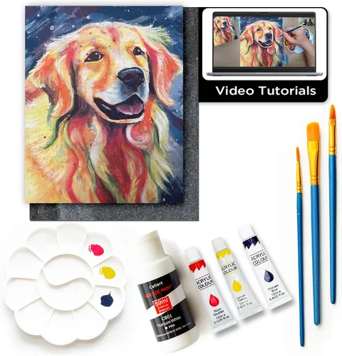 Miniatura 2 de Kits de clase de pintura para adultos con tutoriales en video, aprende a pintar radiant retriever, cómo pintar con juegos de pintura acrílica