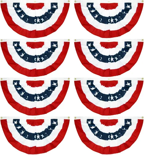 EBaokuup 8 banderas patrióticas plisadas de Estados Unidos, de 3 x 1.5 pies, bandera de Estados Unidos, bandera patriótica, banderines de estrellas