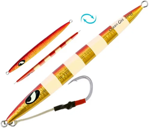 Miniatura 8 de OCEAN CAT Jigs de pesca de agua salada en alta mar Jigging de velocidad de lanzamiento lento señuelos vertical Jigging vertical Plantilla de otoño