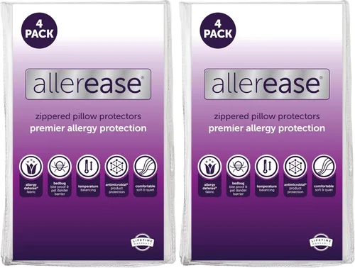 Miniatura 8 de Juego de 4 protectores de almohada AllerEase estándar/Queen – Equilibrio de temperatura, recomendado por alergólogos, protectores transpirables