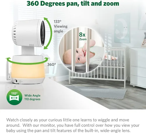Miniatura 3 de LeapFrog Monitor de bebé LF925HD con cámara y audio, monitor de bebé de acceso remoto WiFi de 1080p, cámara panorámica e inclinación de 360°, zoom