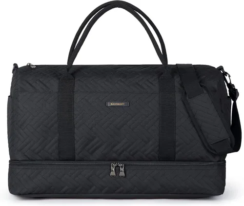 Miniatura 7 de BAGSMART - Bolsa de viaje grande de 40 litros, bolsa de mano para hombres y mujeres, con compartimento para zapatos, color negro, Negro- 45L