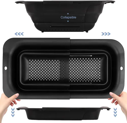 ROTTOGOON Colador plegable de 7 cuartos, colador expandible sobre el fregadero, colador ajustable de silicona para fregadero de cocina, cesta grande