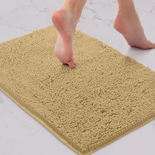 Miniatura 46 de LuxUrux Tapete de microfibra afelpada, de felpilla extrasuave, pelo largo de 1 pulgada, muy absorbente, para baño o ducha, lavar y secar a máquina