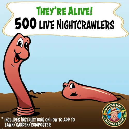 Miniatura 2 de Uncle Jim's Worm Farm 100 unidades de Nightcrawlers europeos súper rojos para compostaje y aireación del suelo del jardín Los grandes rastreadores