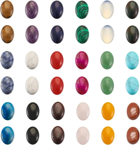 Miniatura 28 de Crafans Flat Back Gemstone Oval Cabochons Natural Stone Cabochons Healing Power Stone Chakra Crystal for Crafts DIY Jewelry Making Supplies