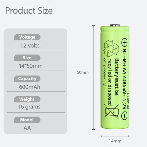 Miniatura 2 de Batería solar Ni-MH AA 1.2V AA baterías solares para luces solares al aire libre (12PCS)