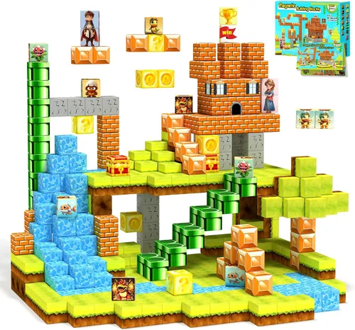 Miniatura 11 de 48 bloques magnéticos, rellenos para medias navideñas para niños, regalos ideales para edades de 3, 4, 5, 6 años, cubos magnéticos sensoriales