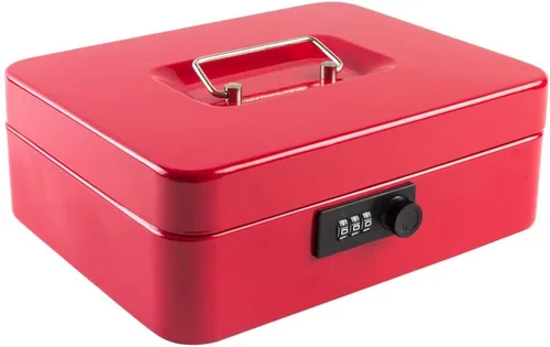 Miniatura 13 de KYODOLED Caja de dinero grande con cerradura de combinación, caja de dinero de metal segura con bandeja para dinero para caja de seguridad de 9.84 x