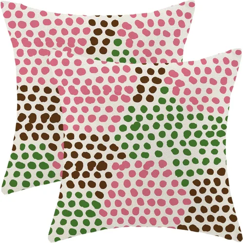 Miniatura 16 de CXMEIFLY Fundas de almohada de lunares 16x16 pulgadas, juego de 2 fundas de almohada azules y crema para exteriores, fundas de almohada decorativas