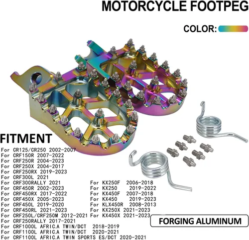 Miniatura 2 de Estriberas de pie de motocicleta Pedales Reposapiés para CR125R CRF250R/450R CRF250L KX250F KX450F y más Dirt Bike, AURORA VIOLET