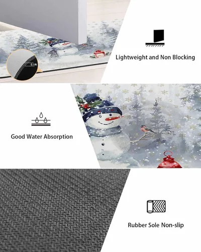 Miniatura 3 de Tapete de baño de muñeco de nieve para bañera, antideslizante, de secado rápido y absorbente, tierra de diatomeas, fregadero, dormitorio, cocina