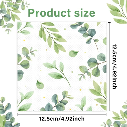 Miniatura 2 de 50 servilletas de papel de eucalipto, color verde salvia, decoración de fiesta de cumpleaños, servilletas de postre desechables con temática