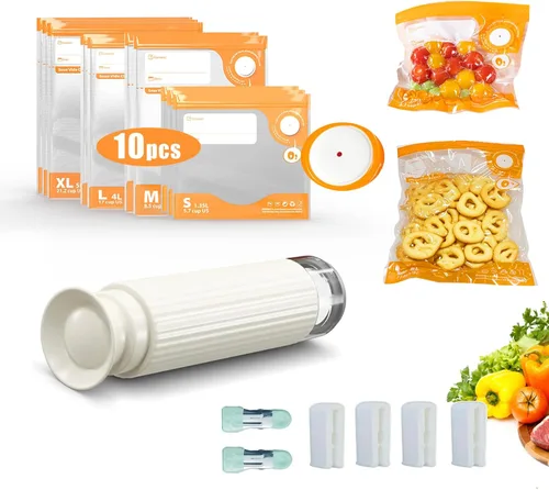 Miniatura 7 de Bolsas Sous Vide Reutilizables, Bolsa Selladora al Vacío para Alimentos Sin BPA, Bolsa con Cremallera al Vacío, 20 bolsas de almacenamiento