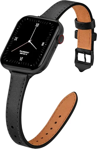 JR.DM Correas de cuero delgadas compatibles con Apple Watch Band 1.496 in 1.575 in 1.614 in 1.654 in 1.732 in 1.772 in 1.811 in 1.929 in, correa de