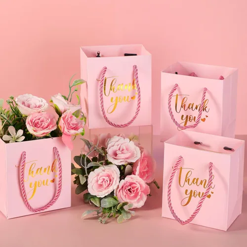 Miniatura 2 de Honoson 30 mini bolsas de regalo con asa de 4 x 2.75 x 4.5 pulgadas, pequeña bolsa de agradecimiento para boda, baby shower, cumpleaños, graduación