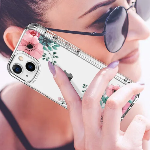 Miniatura 2 de LUHOURI Funda para iPhone 15 con protector de pantalla, cubierta transparente, diseño de patrón de moda, carga inalámbrica, funda protectora delgada