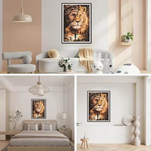 Miniatura 3 de Kits de Pintura de Diamantes de León SENQAO para Adultos, Pintura de Diamantes DIY de León y Jesús 5D Animal Pintura de Diamantes Kits de Arte