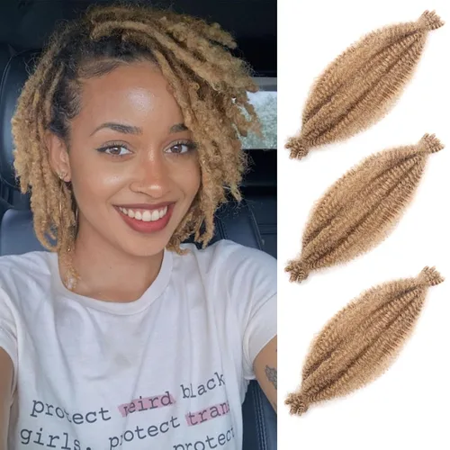 Miniatura 67 de 3 paquetes de cabello trenzado Marley Twist de 8 pulgadas, cabello afro twist elástico preseparado para rastas suaves de imitación, cabello