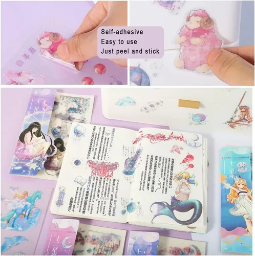Miniatura 2 de 44 Hojas Pegatinas de Papelería de Chica Anime para Journaling - Pegatina Decorativa Esmerilada de PET para Calendario, Álbum de Recortes, Diario