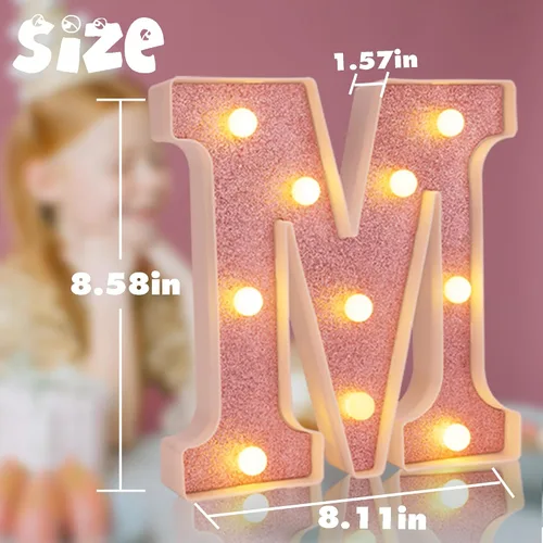 Miniatura 3 de Letras pequeñas de marquesina LED, letras iluminadas, letras LED de 8.58 pulgadas, letrero iluminado a pilas para mesa, fiesta, cumpleaños