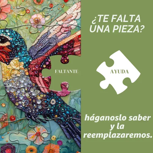 Miniatura 7 de Rompecabezas de Colibrí para Adultos 1000 Piezas, Rompecabezas de Arte de Aves de la Naturaleza, Flores y Joyas, Rompecabezas de Diamantes