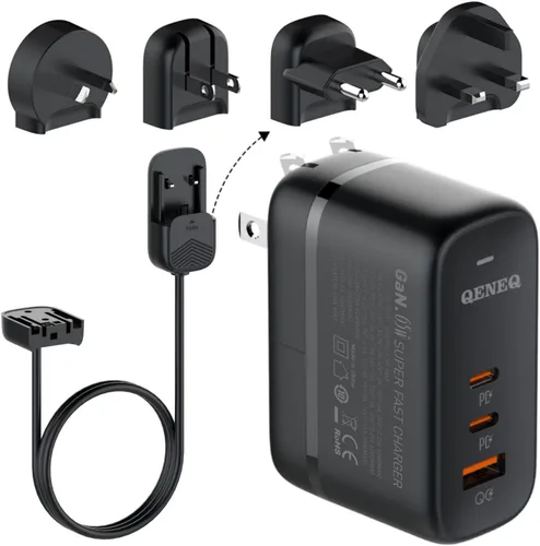 GaN 65 W USB C Cargador 3 Puertos Bloque de carga rápida Cargador de Pared Cargador de Pared Adaptador de Viaje Universal UE Reino Unido Adaptador