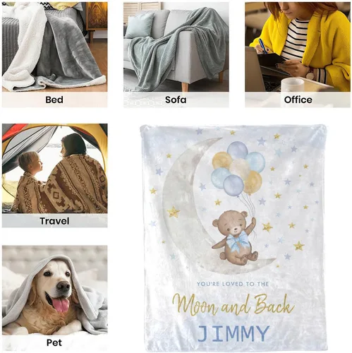 Miniatura 7 de Manta de bebé azul con nombre personalizado para niñas con nombre, manta de bebé personalizada, manta de bebé personalizada para bebé, manta