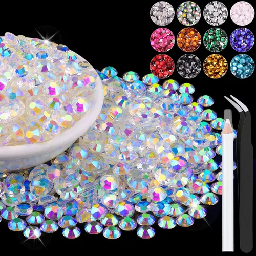 Miniatura 66 de 12000 diamantes de imitación de resina de 0.079 pulgadas a granel para manualidades (transparente), cristales deslumbrantes con parte trasera plana