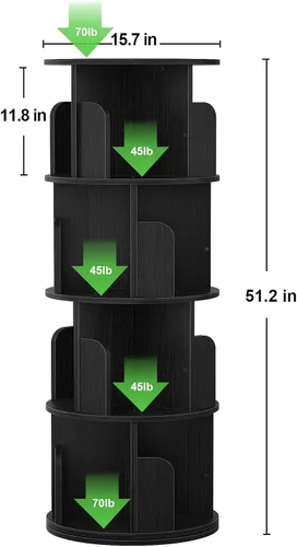 Miniatura 3 de Aheaplus Estantería giratoria, torre giratoria de 360 grados para espacios pequeños, estante de almacenamiento de 4 niveles, organizador estrecho