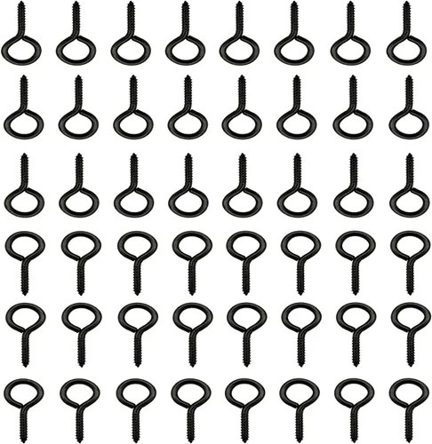 Miniatura 4 de Negro 200 piezas Ojos Tornillo Ganchos 1 pulgada Tornillo en Ganchos Joyería Anillo de Metal