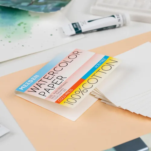 Miniatura 6 de MEEDEN Tarjetas de papel de acuarela en blanco de 4" x 3", 50 piezas de papel de acuarela mini prensado en frío a granel, 100% algodón para adultos