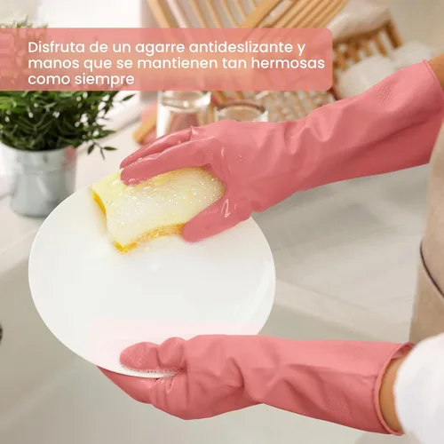 Miniatura 3 de Guantes de limpieza de goma para lavar platos, 4 pares de guantes de cocina reutilizables para lavar platos y limpieza del hogar, guantes de lavar