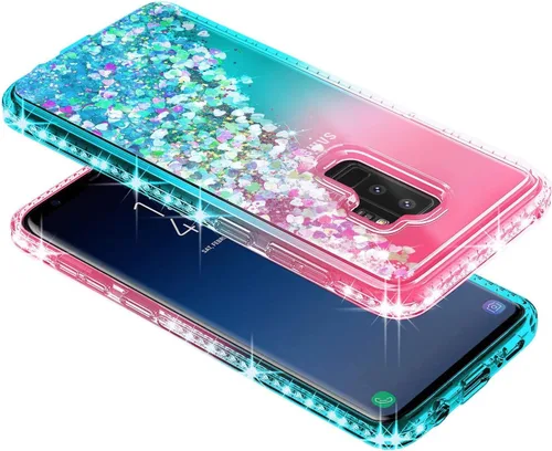 Miniatura 3 de Funda para Samsung Galaxy S9 con protector de pantalla (cobertura máxima, película de TPU flexible), soporte de anillo/correa de muñeca, líquido que