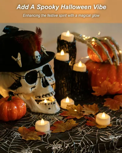 Miniatura 5 de BEICHI - Velas sin llama, paquete de 12/24/50/100/150 luces de té que funcionan con batería, velas votivas LED sin parpadeo para Halloween, Navidad