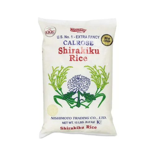 SHIRAKIKU Calrose Rice - Arroz blanco de grano medio, arroz molido sin cocer japonés de alta calidad, bajo en calorías, perfecto para auténtica