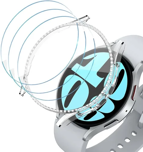 Miniatura 24 de DEALELE Paquete de 1 + 3 fundas y protector de pantalla compatible con Samsung Galaxy Watch FE / 5/4 de 1.575 pulgadas, funda protectora