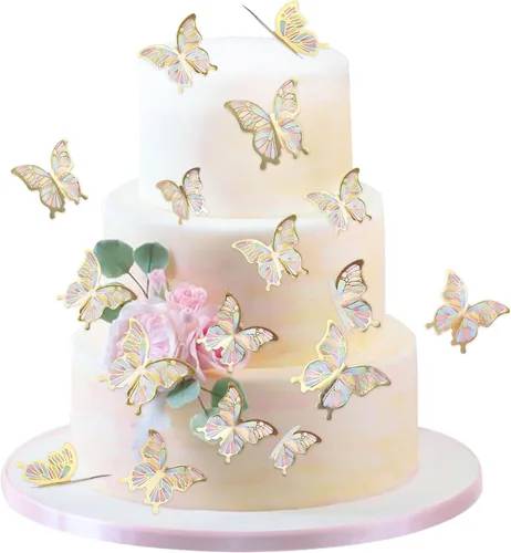 Miniatura 12 de Ercadio Paquete de 30 adornos de mariposa 3D para tartas – Mezcla de mariposas rosadas, impermeables, para baby shower, cumpleaños, boda, fiesta