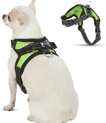 Miniatura 11 de Arnés ajustable reflectante para perro con asa evita tirones, XXS, Negro