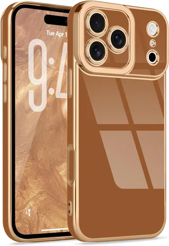 Miniatura 118 de Lafunda Diseñada para iPhone 13 Pro, fundas lujosas con chapado lindo para mujeres y niñas, elegante borde dorado, a prueba de golpes, TPU con funda