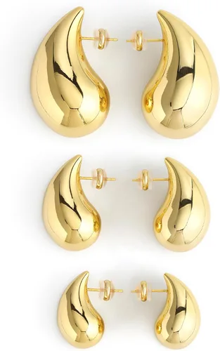 Aretes de aro gruesos de oro para mujer, aretes ligeros de lágrima de plata de ley 925, aretes grandes chapados en oro, aretes de gota de agua,