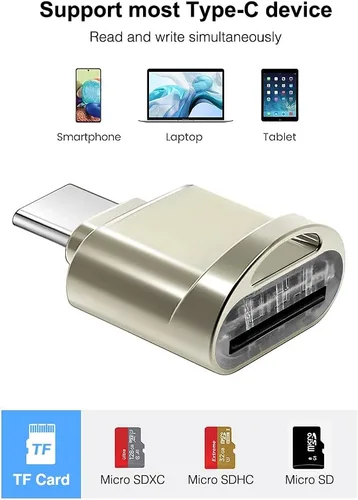 Miniatura 2 de BorlterClamp - Lector de tarjetas micro SD USB C (paquete de 2 unidades), lector de tarjetas de memoria OTG TF compatible con laptop, MacBook