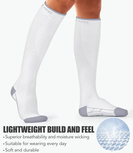 Miniatura 20 de Paquete de 3 pares de calcetines de compresión médica para mejorar la circulación de mujeres y hombres, para correr, hacer deporte y amamantar